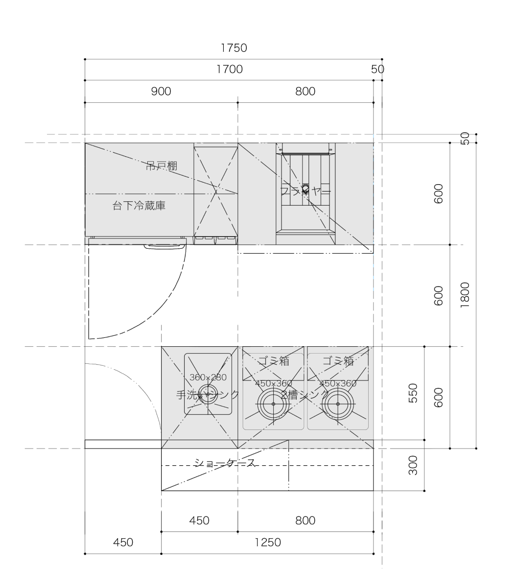 内寸法［間口1,700mm×奥行1,800mm］
