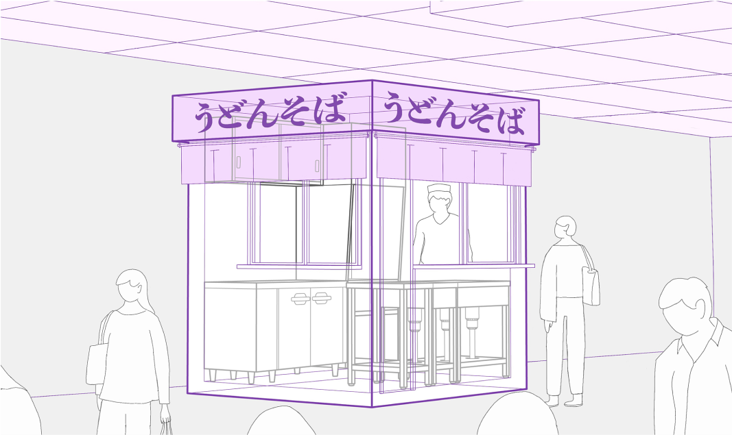 駅構内のうどん屋